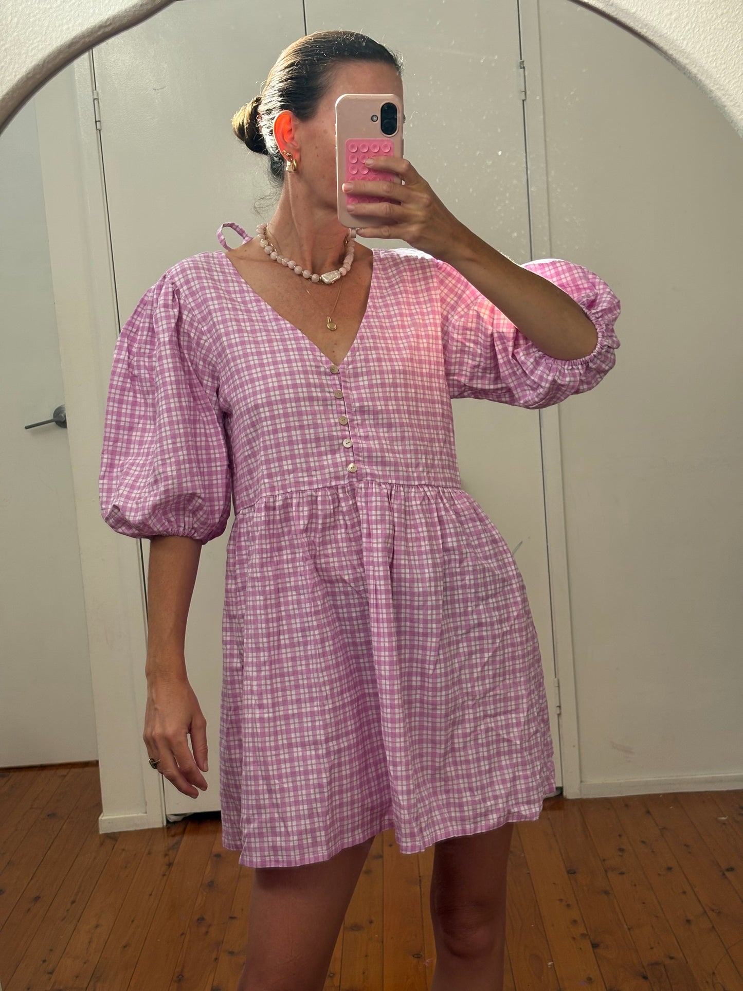Mini Margaux Dress | Gingham 'lavender’