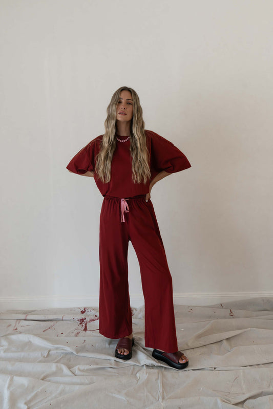 Bobbi Pant | Heart Snap Merlot