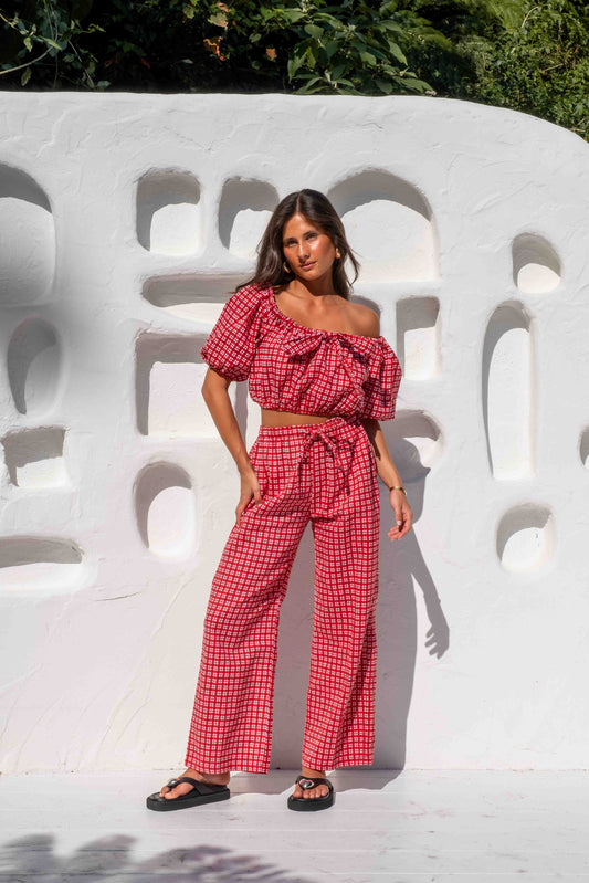 The Posey Top | Gingham 'ruby'