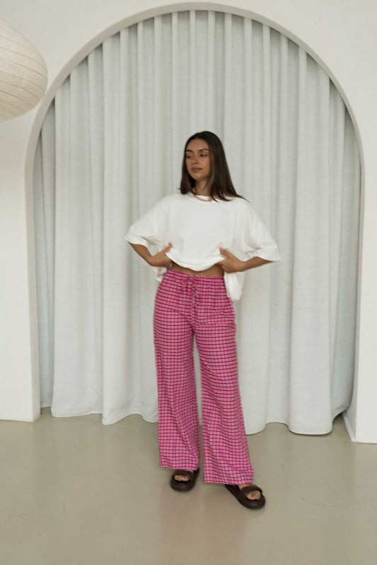 Bobbi Pant | Gingham Magenta