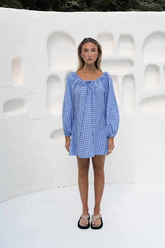 Effy Dress | Gingham Cobalt