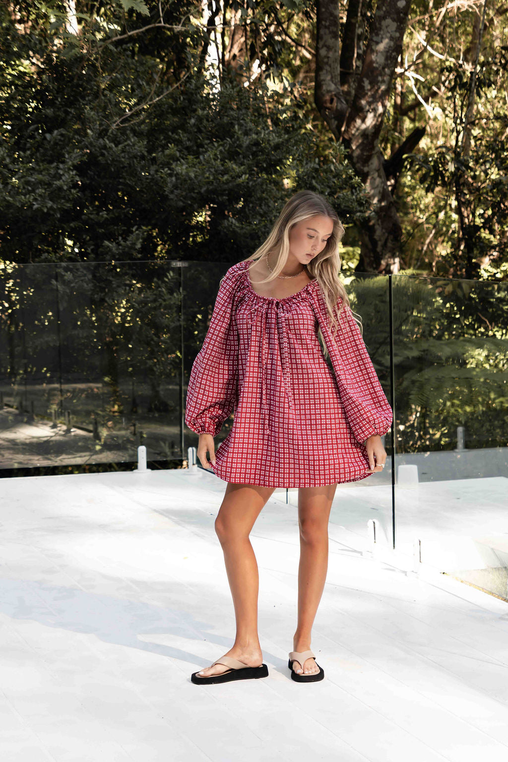 Effy Dress | Gingham Merlot