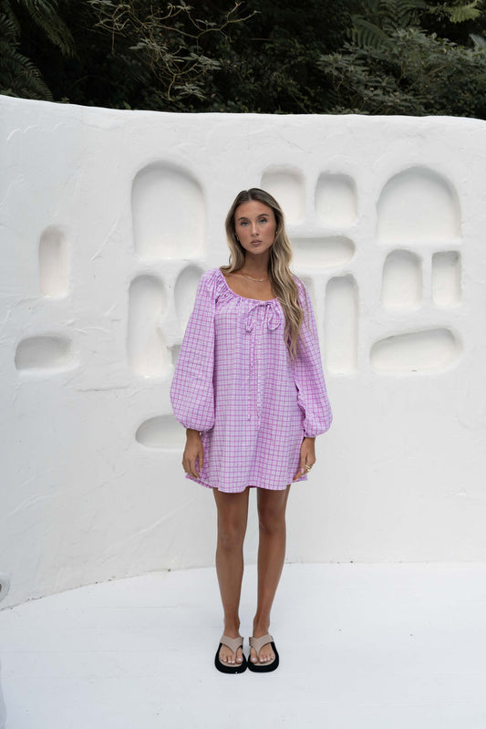 Effy Dress | Gingham Lavender