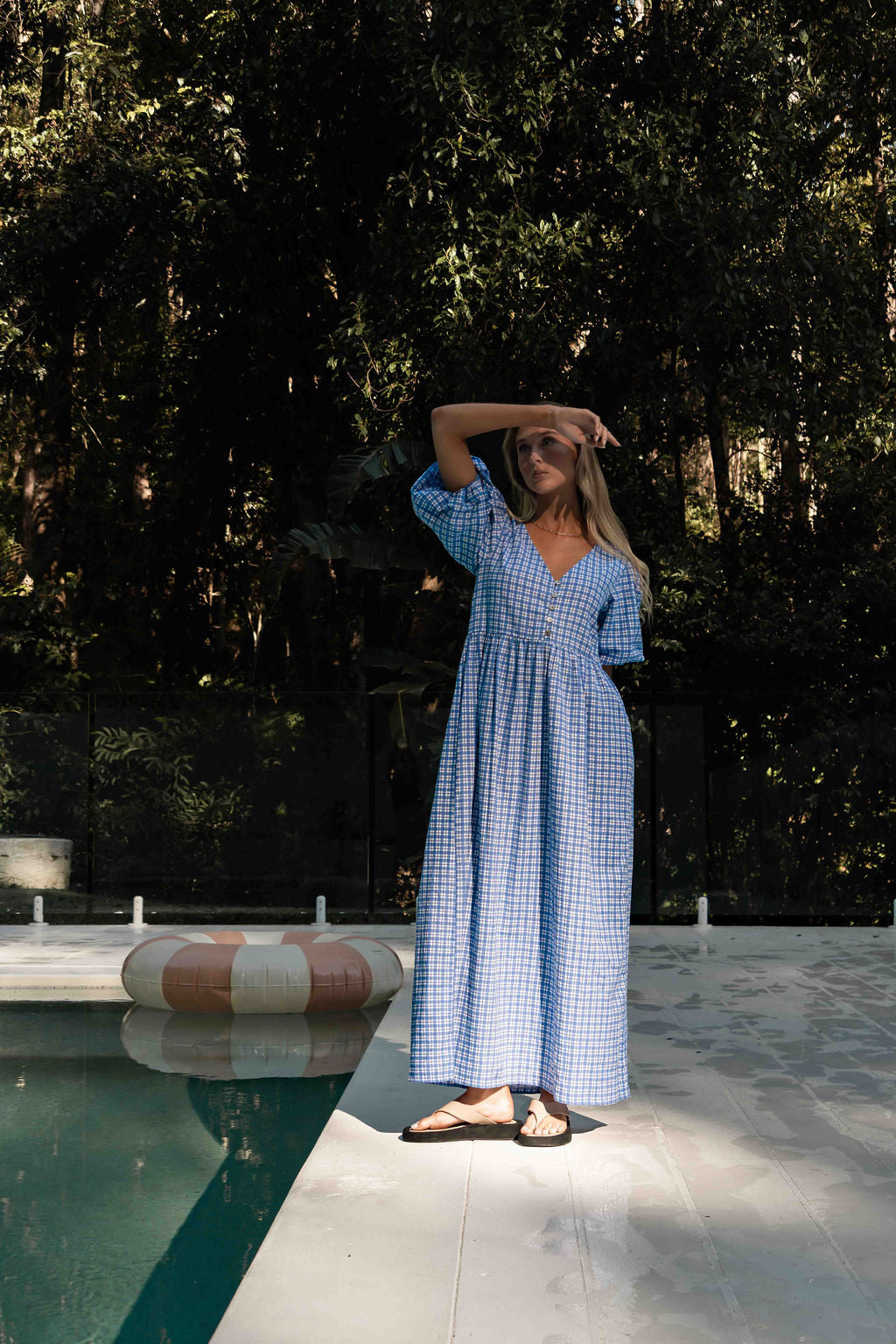 The Margaux Dress | Gingham Cobalt
