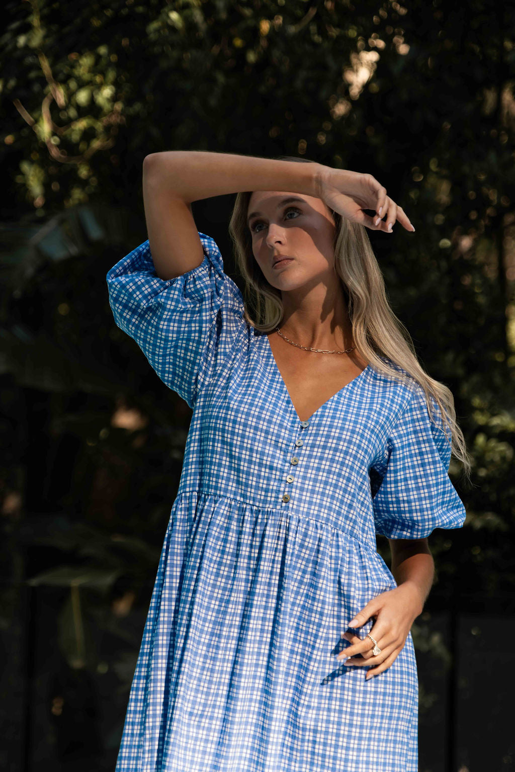 The Margaux Dress | Gingham Cobalt