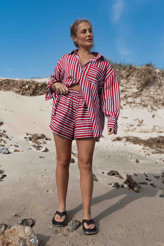 Etta Short | Striped Red + Blue