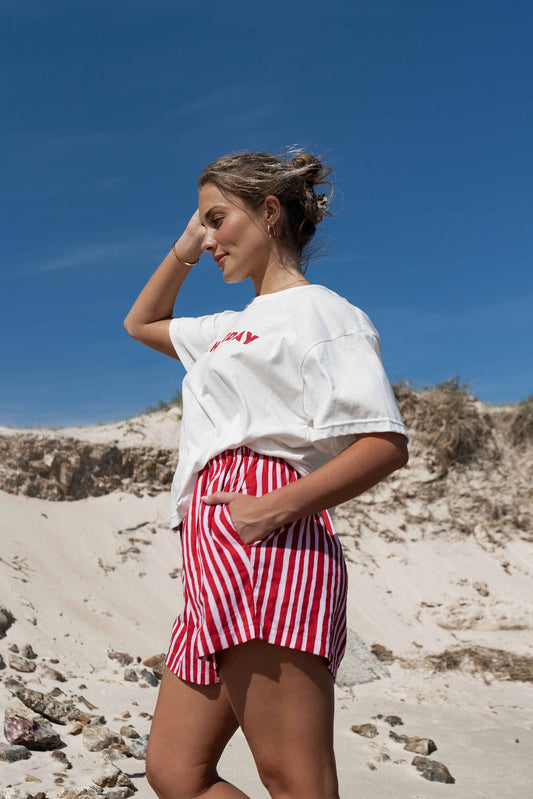 Gigi Short | Stripe Pink + Red