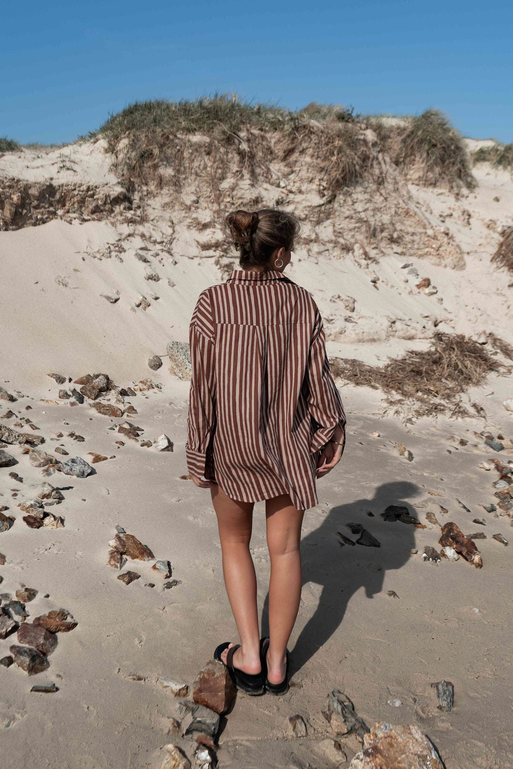Kenzi Shirt | Striped Choc + Brown
