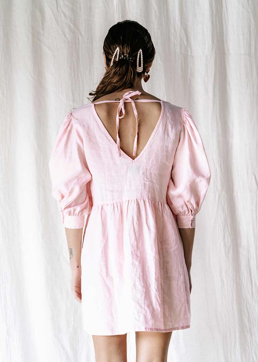 Florence Dress | Pink linen