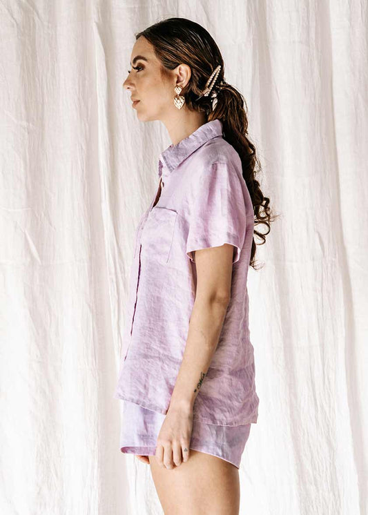 THE CAPRI | 100% LINEN The new everyday blouse that will take you from sunrise to sunset, the Capri Shirt is so comfortable you’ll never want to take it off. Match it back with the Etta Short for a two-piece set; tuck it in for an all-in-one jumpsuit look or left out for a more relaxed outfit. The Capri can be dressed up with your favourite heel or worn with a slide for a more relaxed look. Made from the highest quality linen fabric, that is cool & breathable to wear.