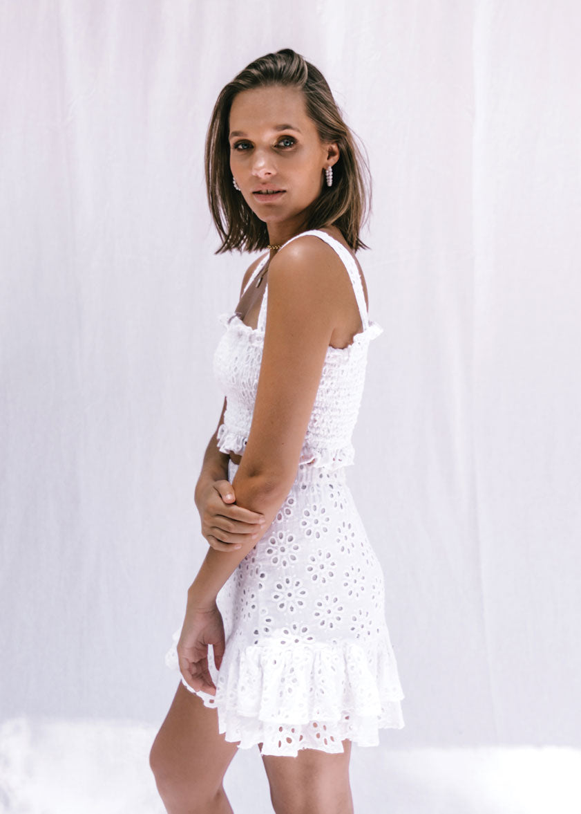 Odette Ruffle Mini | White