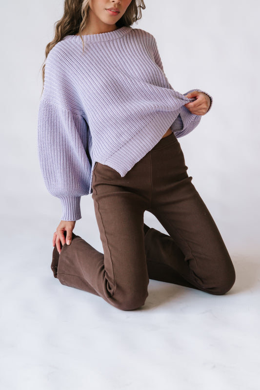 womens all natural cable knit jumper, made from 100% natural fabrics wool and cotton. Featuring a statement balloon sleeve & crew neckline, super warm and comfortable for the cooler months. Ethically handmade in Indonesia.