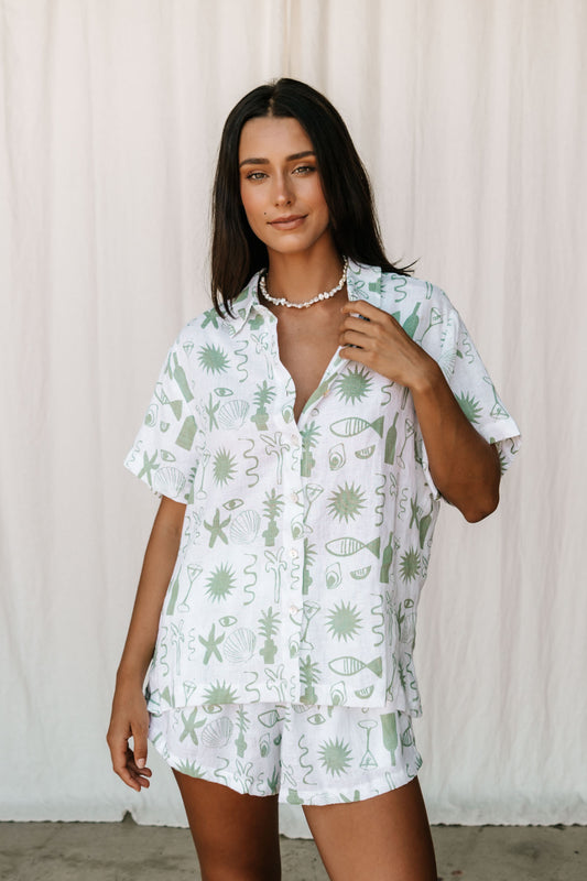 Callie Shirt 'Long Lunch' | Green