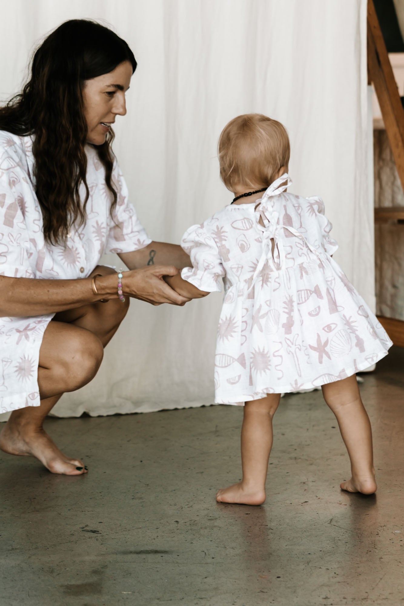 girls dress mini toddler baby dress smock style with puffy sleeves print design fun sweet linen baby fashion toddler fashion
