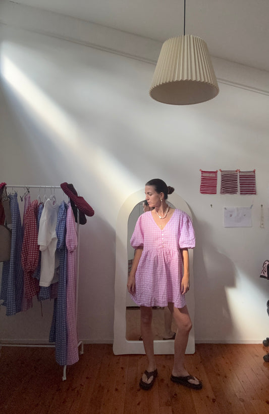 Mini Margaux Dress | Gingham 'lavender’