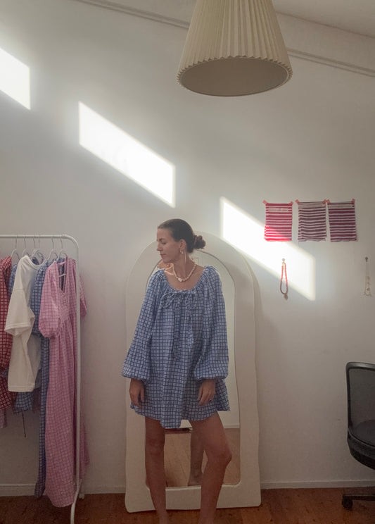 Freddi Dress | Gingham 'cobalt’