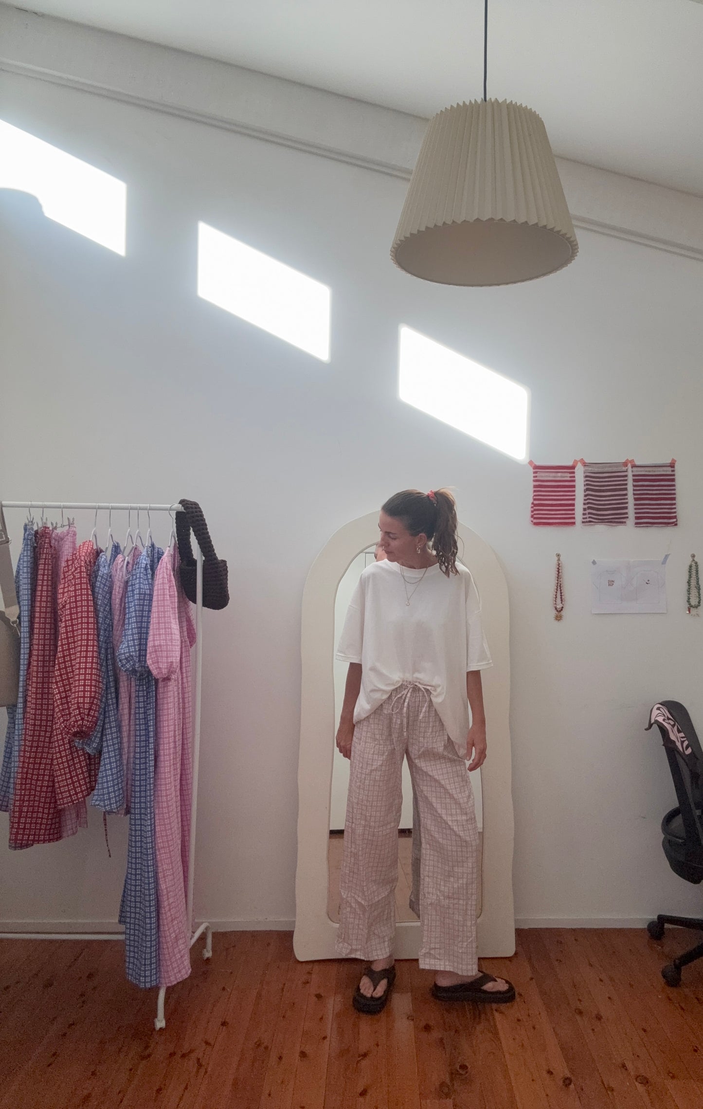 The Bobbi Pants | Gingham 'mushroom’