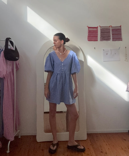 Mini Margaux Dress | Gingham 'cobalt’