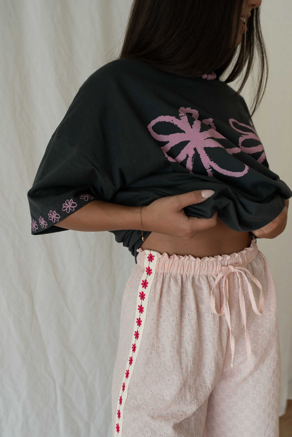 Bobbi Pant Broderie | Pink