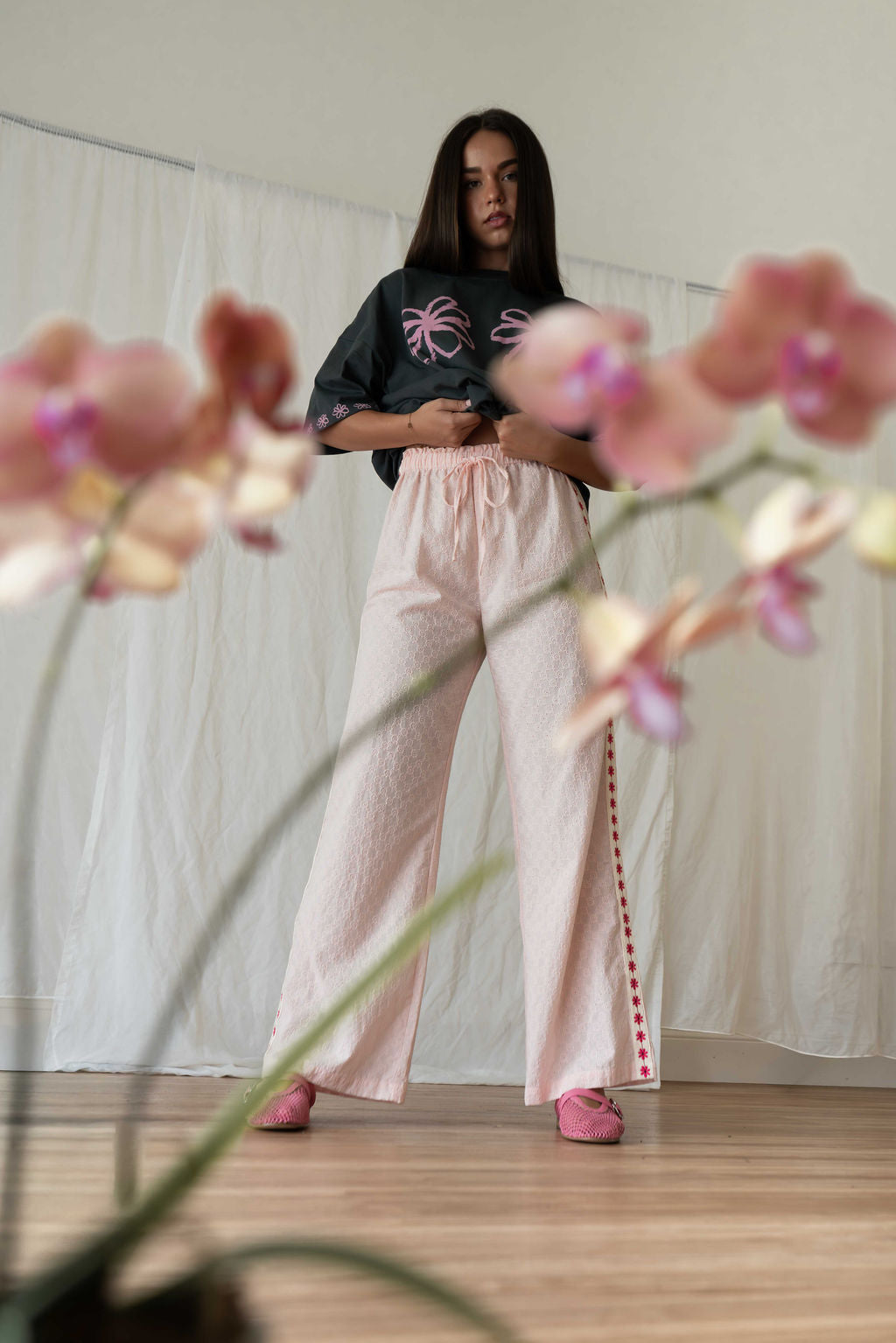 Bobbi Pant Broderie | Pink