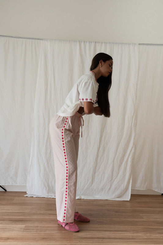 Bobbi Pant Broderie | Pink