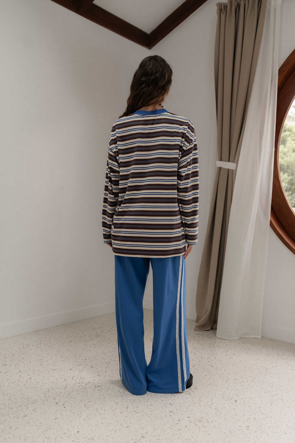The Andi Long Sleeve | Stripe Blue/Brown