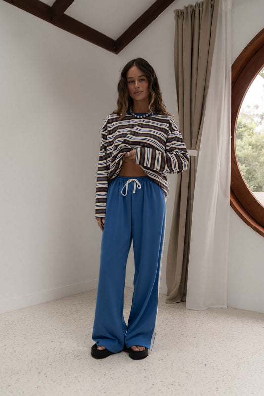 The Andi Long Sleeve | Stripe Blue/Brown