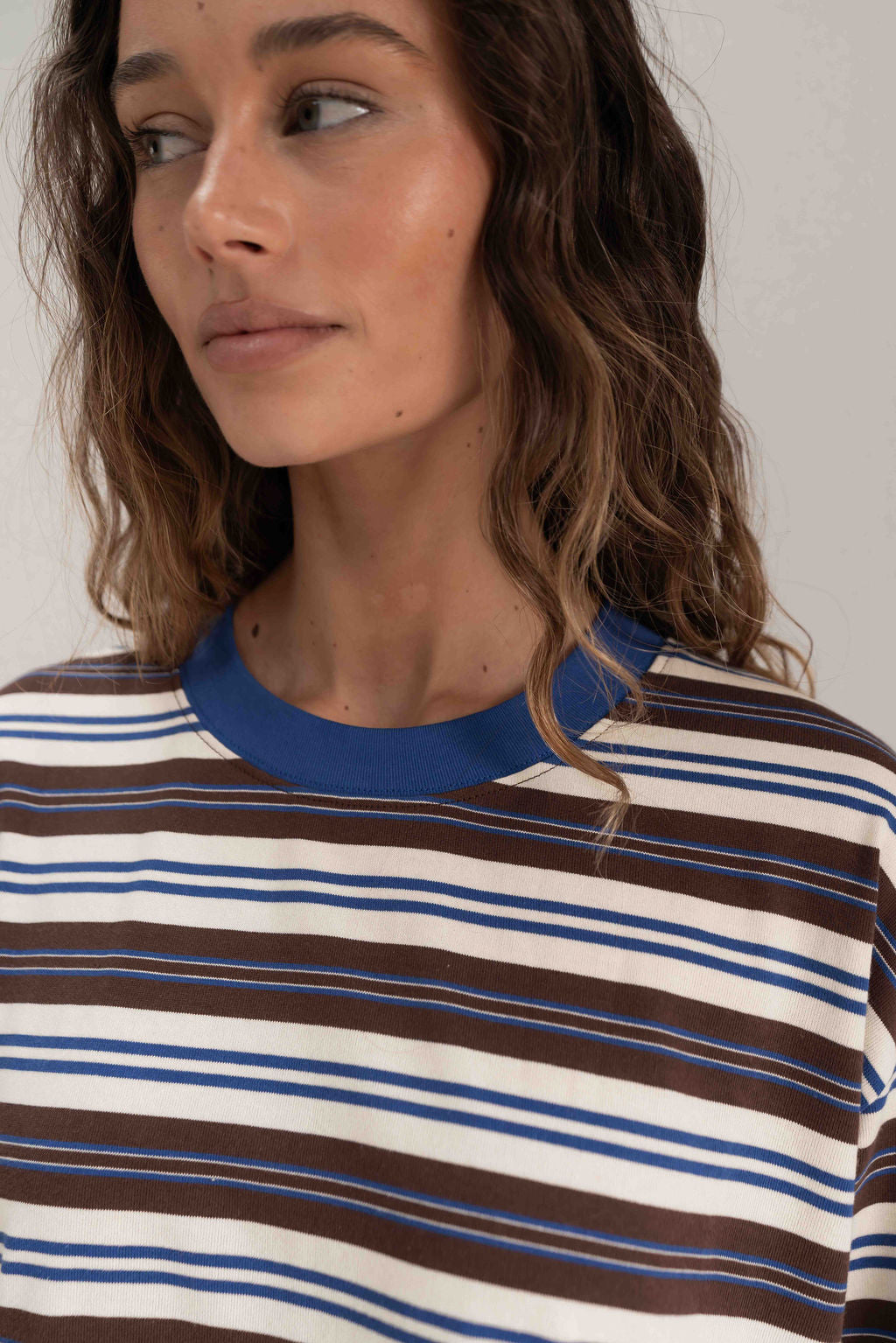 The Andi Long Sleeve | Stripe Blue/Brown