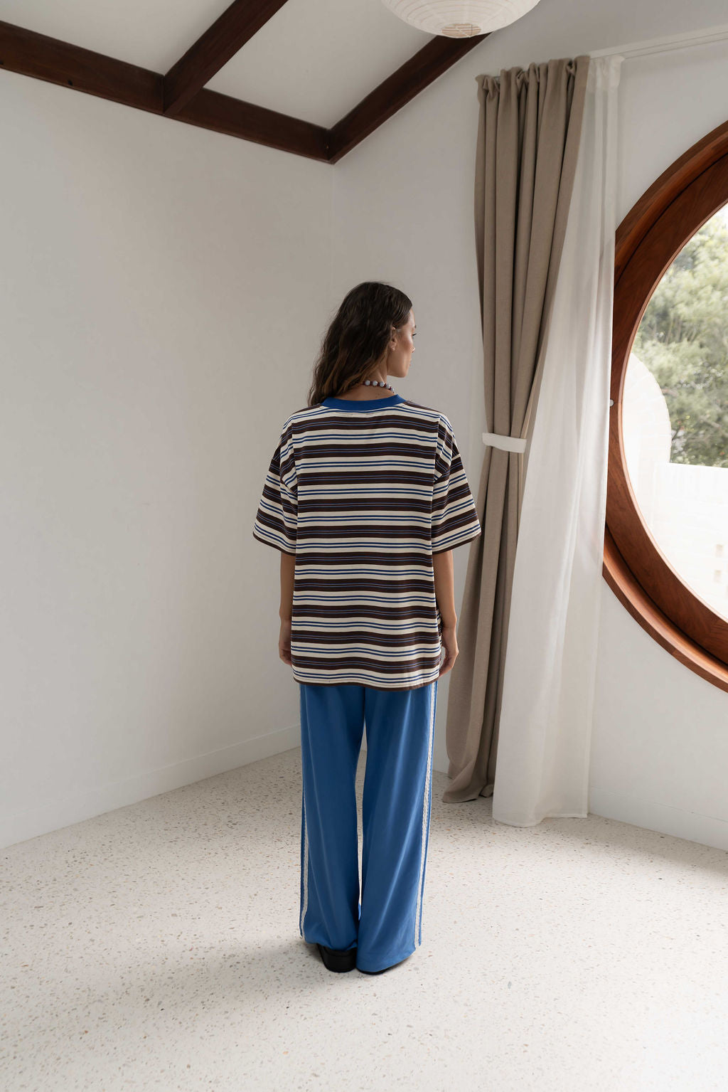 The Scotti Tee | Stripe Blue/Brown