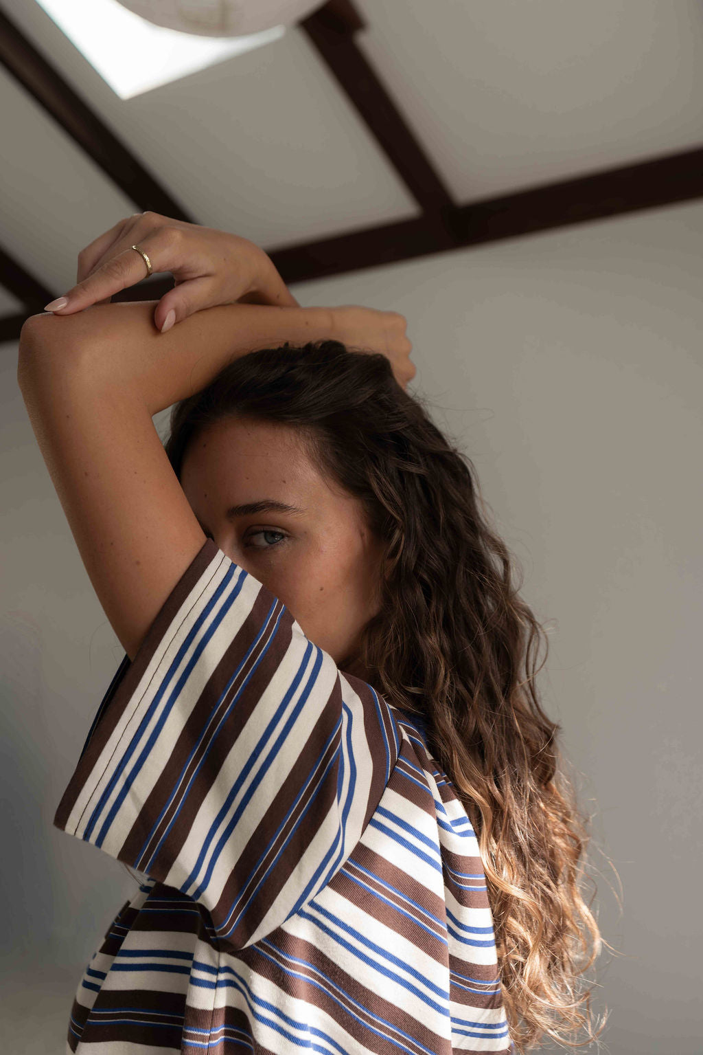 The Scotti Tee | Stripe Blue/Brown