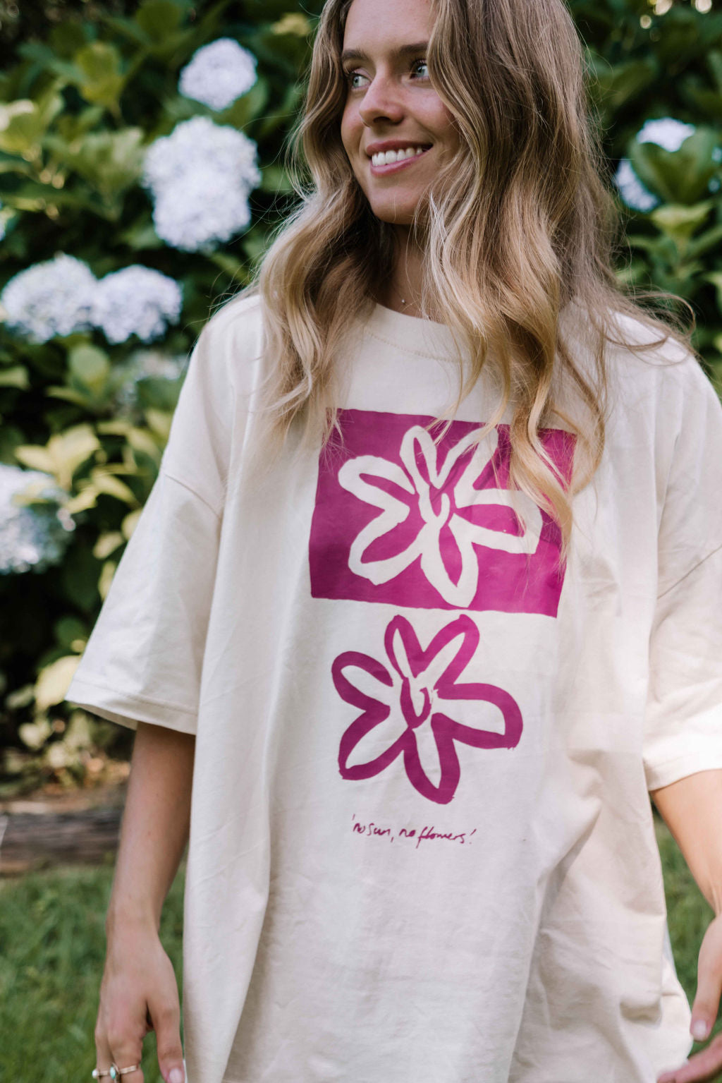 Fleur Tee | Cream + Magenta