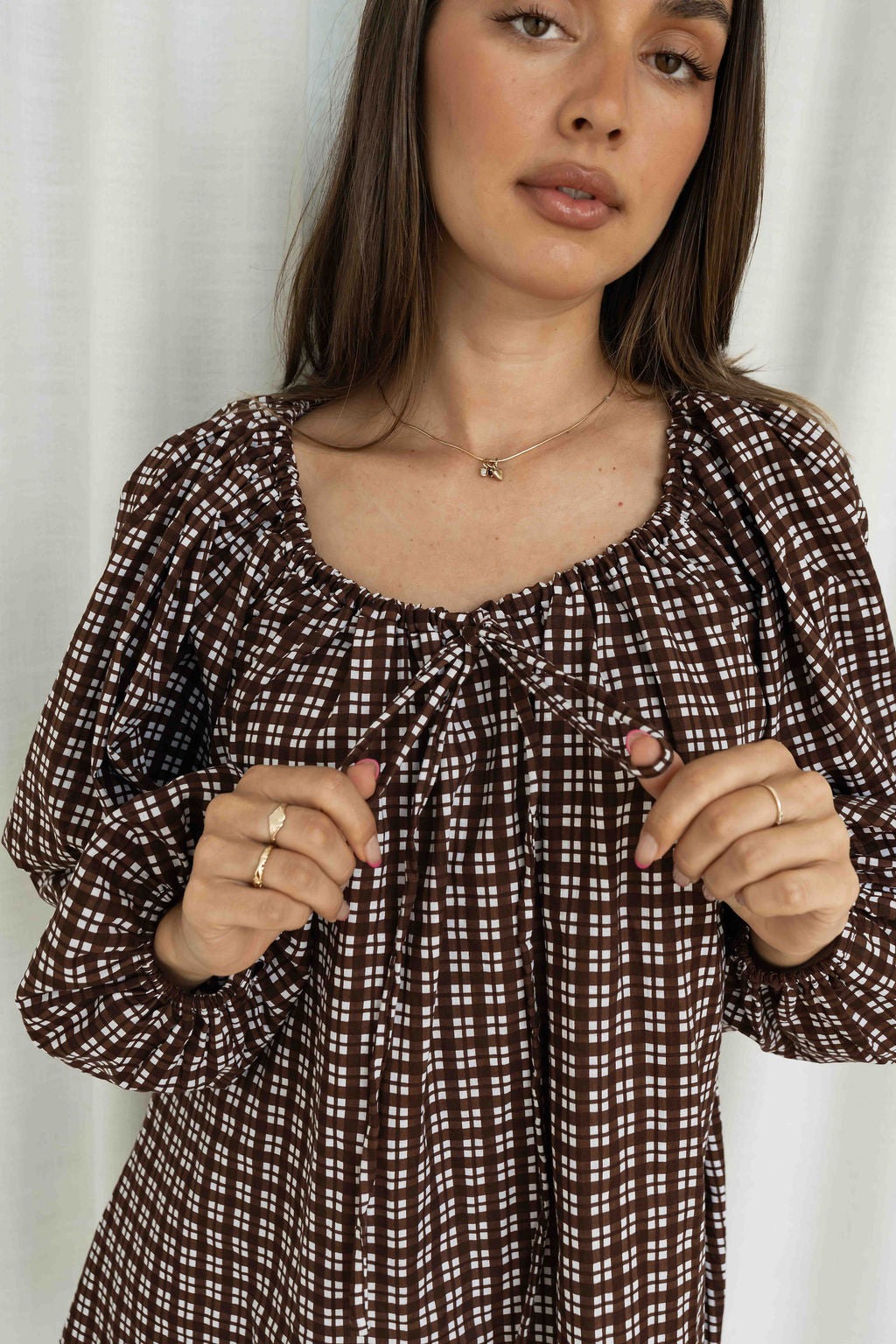 Effy Dress | Gingham Chocolat