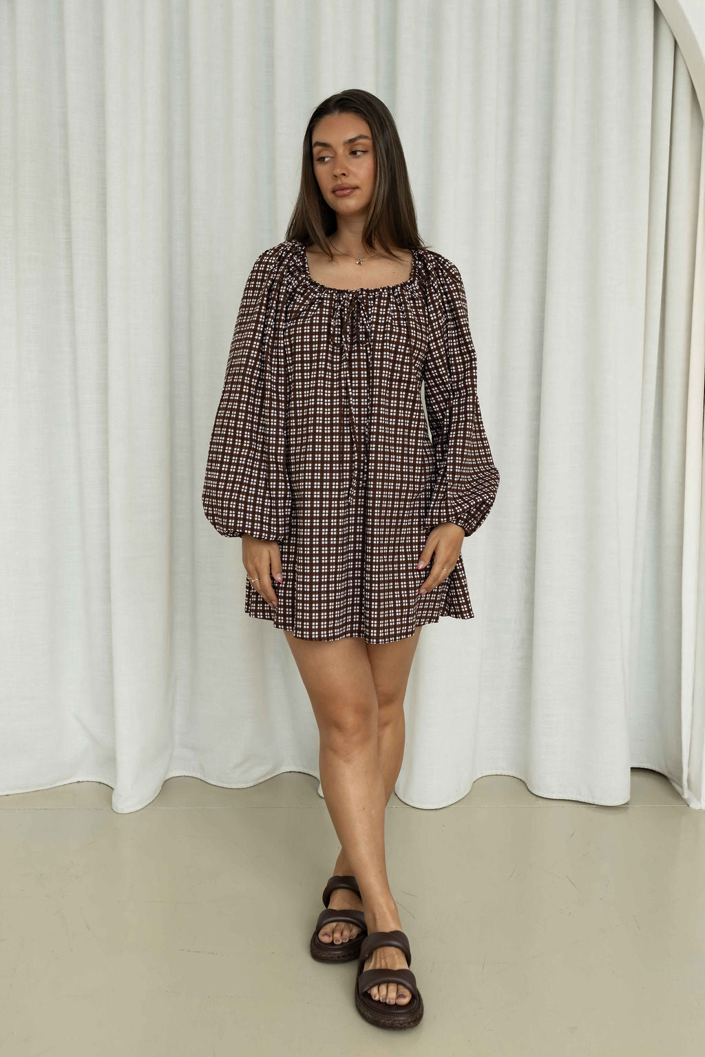 Effy Dress | Gingham Chocolat