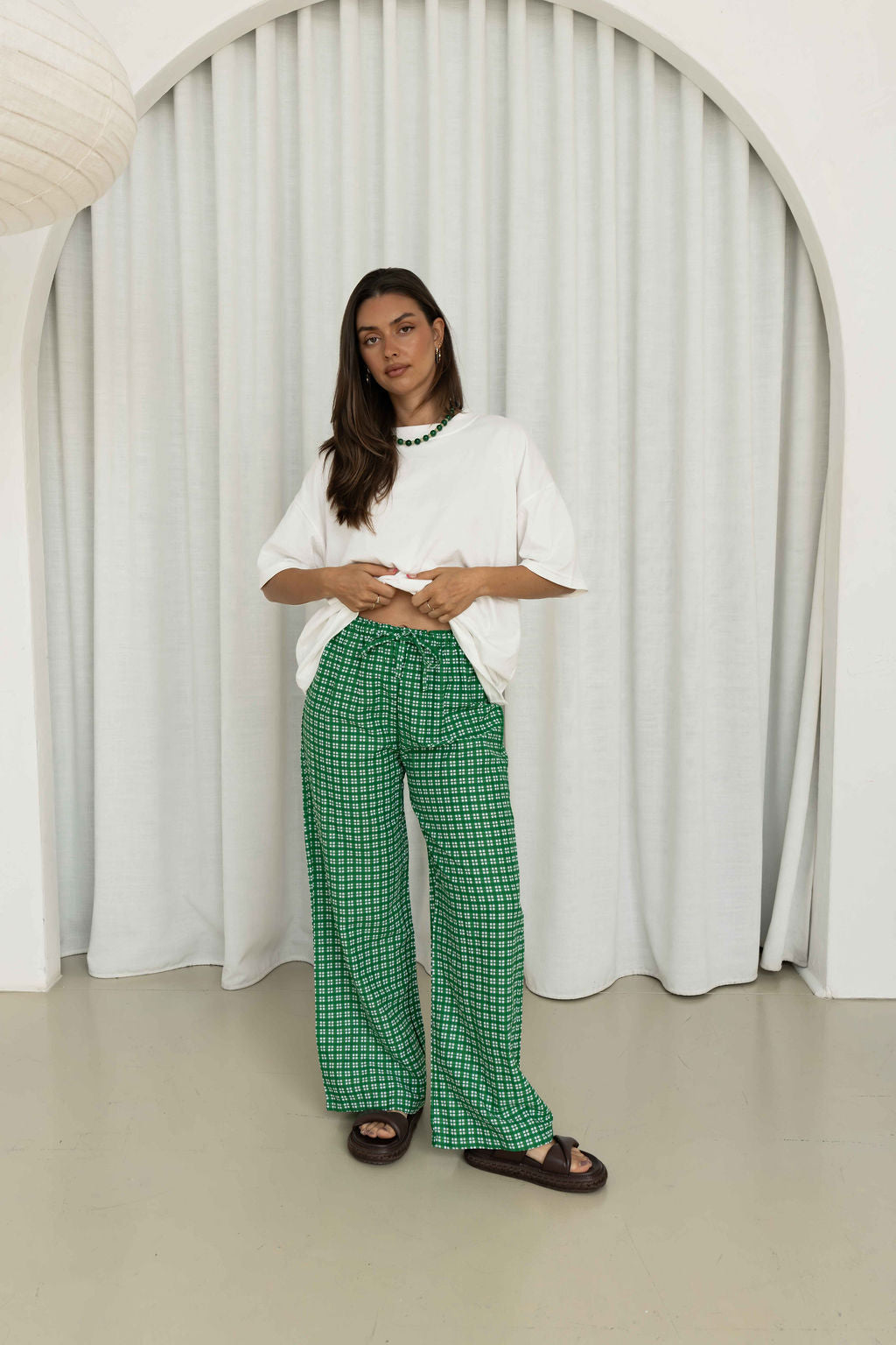 Bobbi Pant | Gingham Emerald