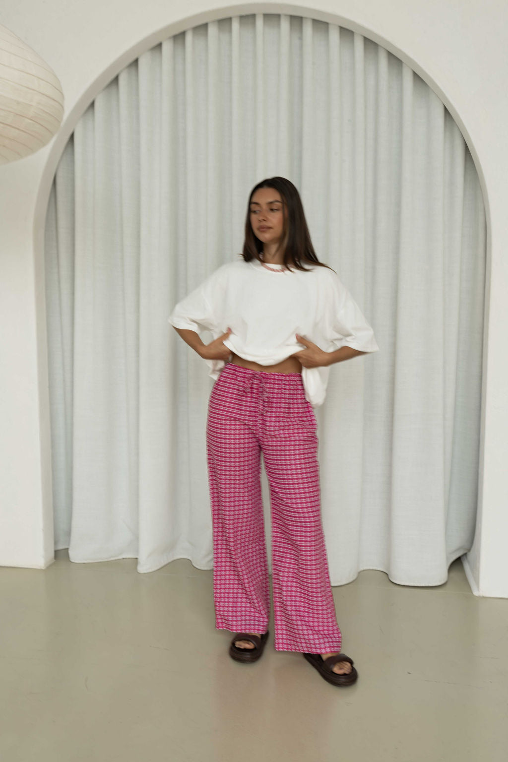 Bobbi Pant | Gingham Magenta