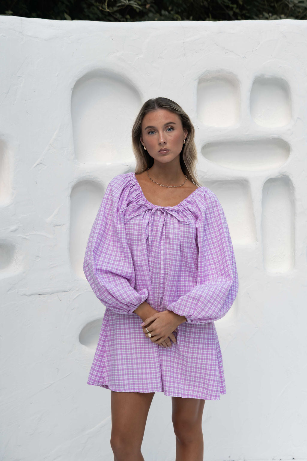 Effy Dress | Gingham Lavender