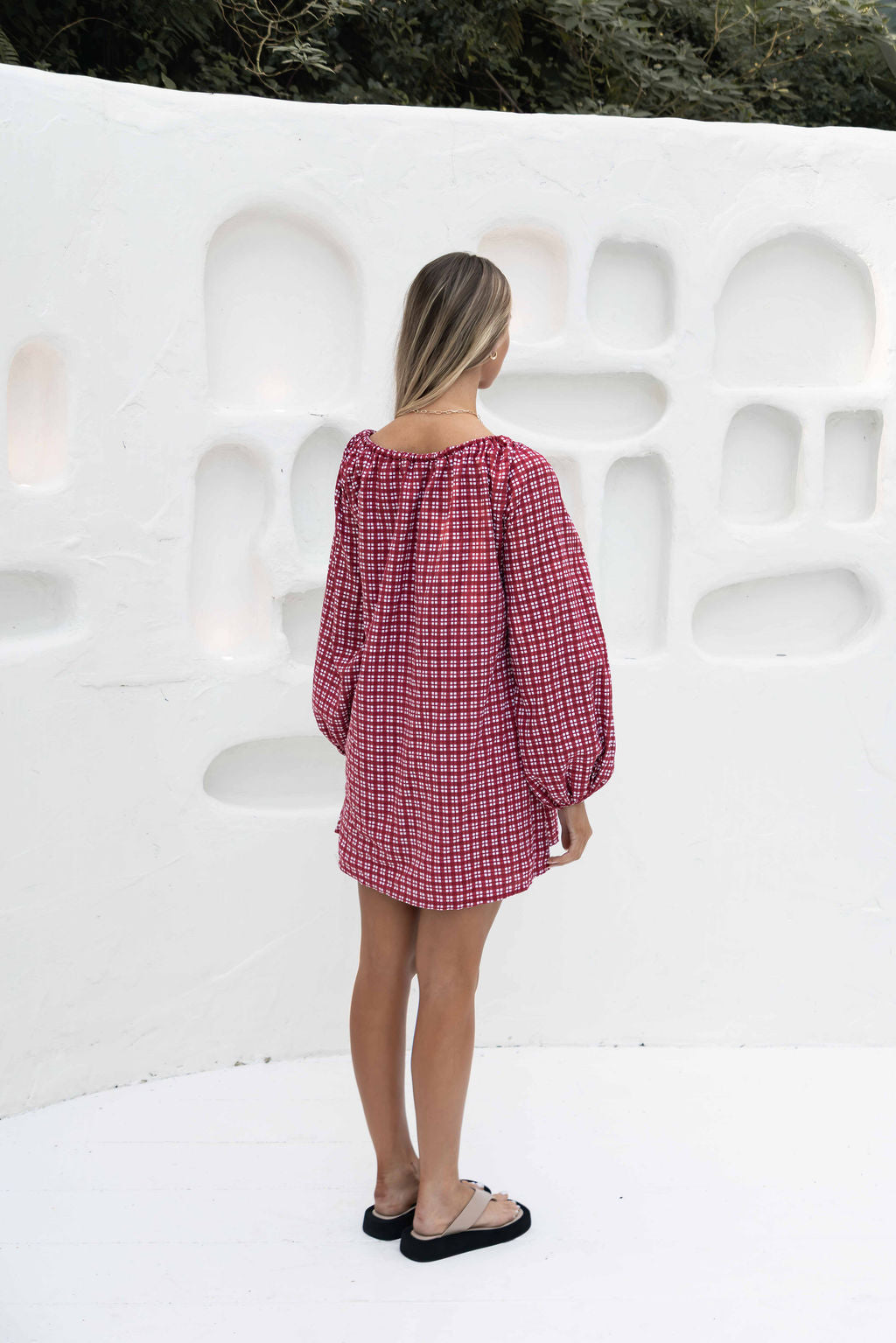 Effy Dress | Gingham Merlot
