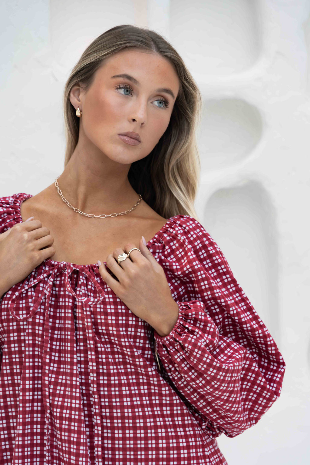 Effy Dress | Gingham Merlot