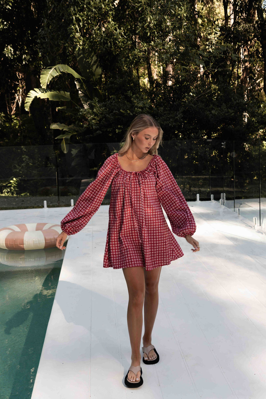 Effy Dress | Gingham Merlot