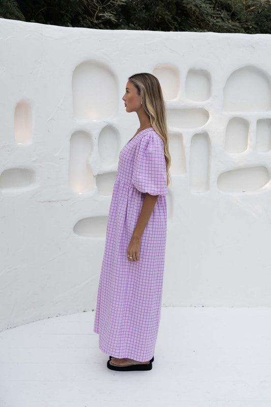The Margaux Dress | Gingham Lavender