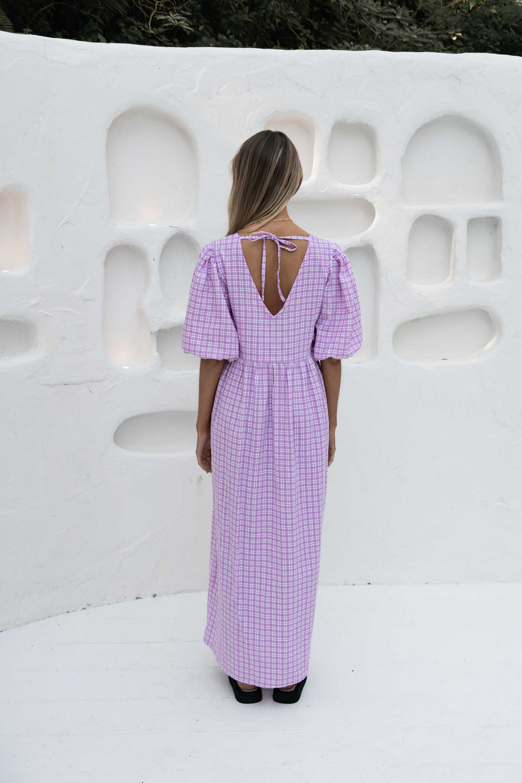 The Margaux Dress | Gingham Lavender
