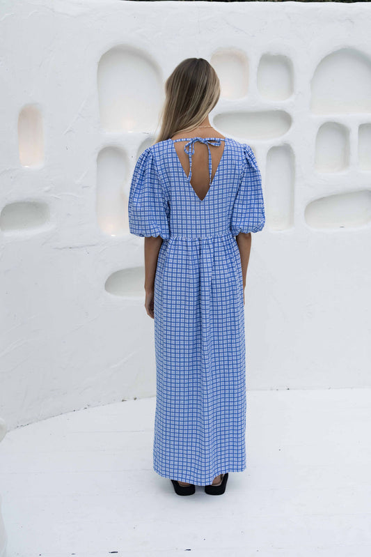 The Margaux Dress | Gingham Cobalt