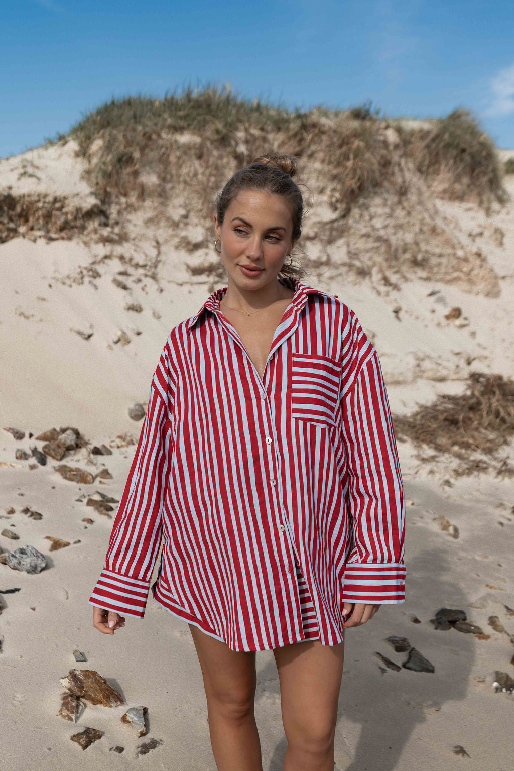 Kenzi Shirt | Striped Red + Blue