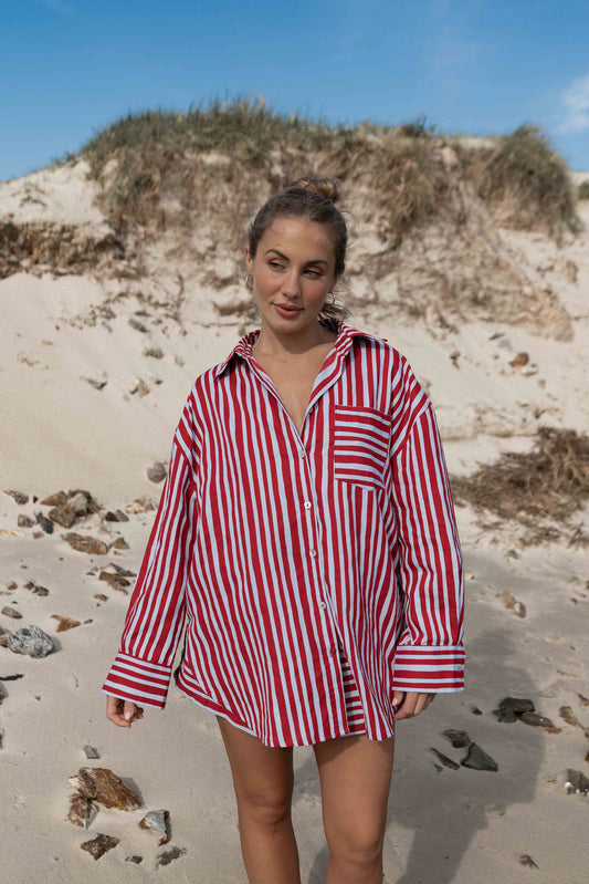 Kenzi Shirt | Striped Red + Blue