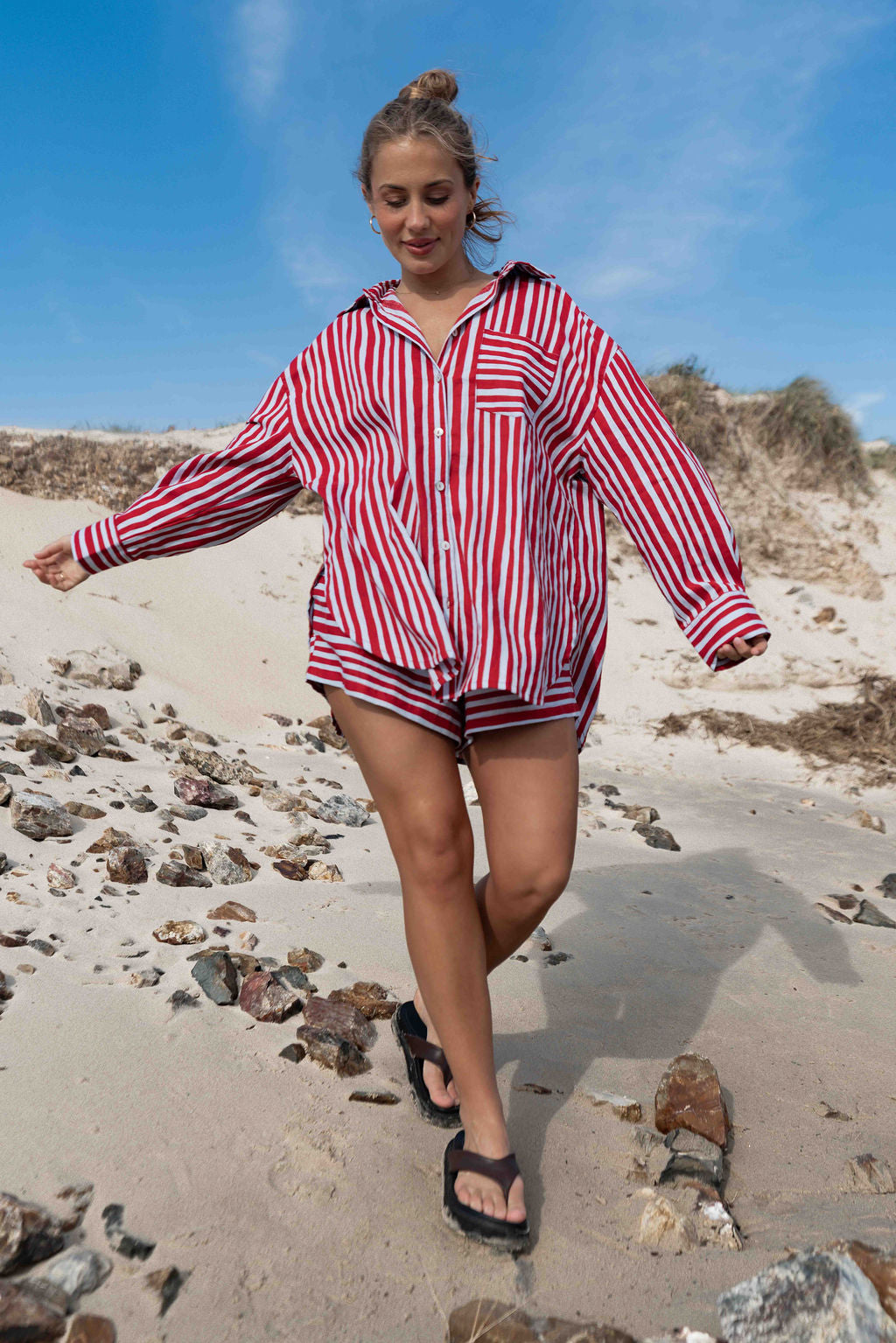 Kenzi Shirt | Striped Red + Blue