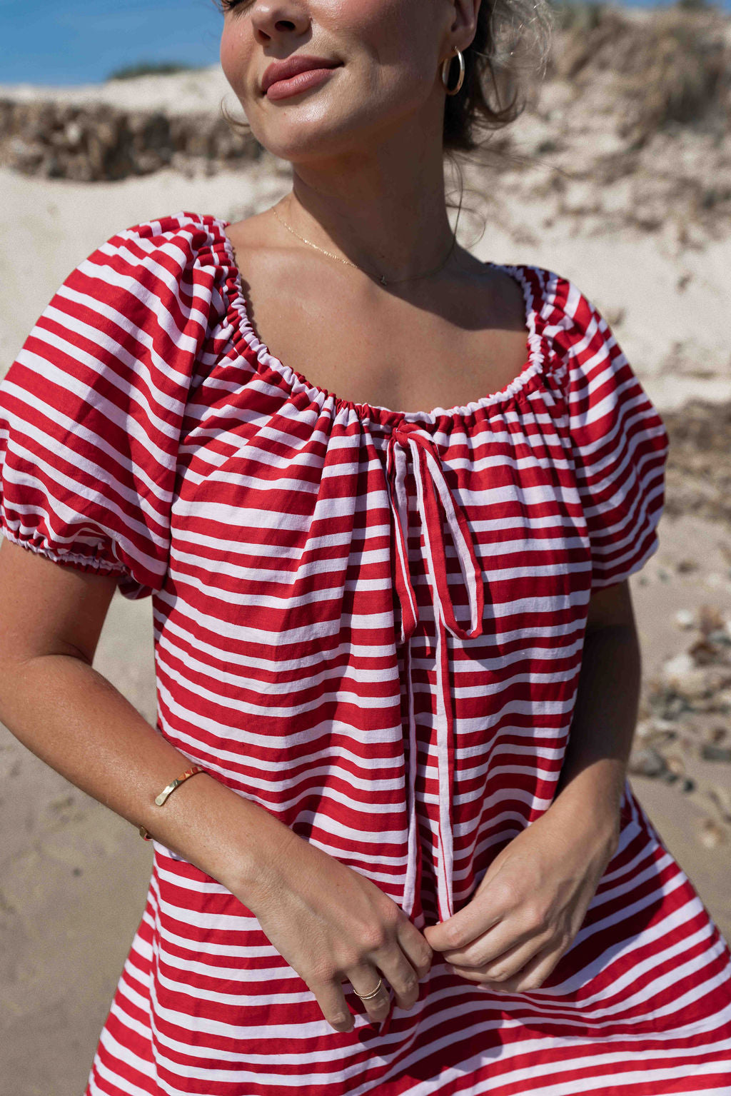 Betty Dress | Striped Pink + Red