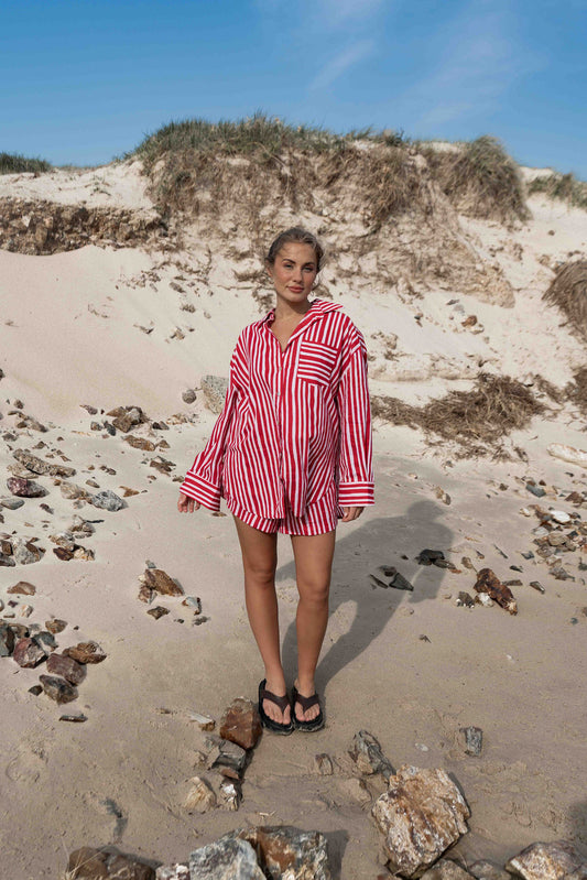 Kenzi Shirt | Striped Pink + Red