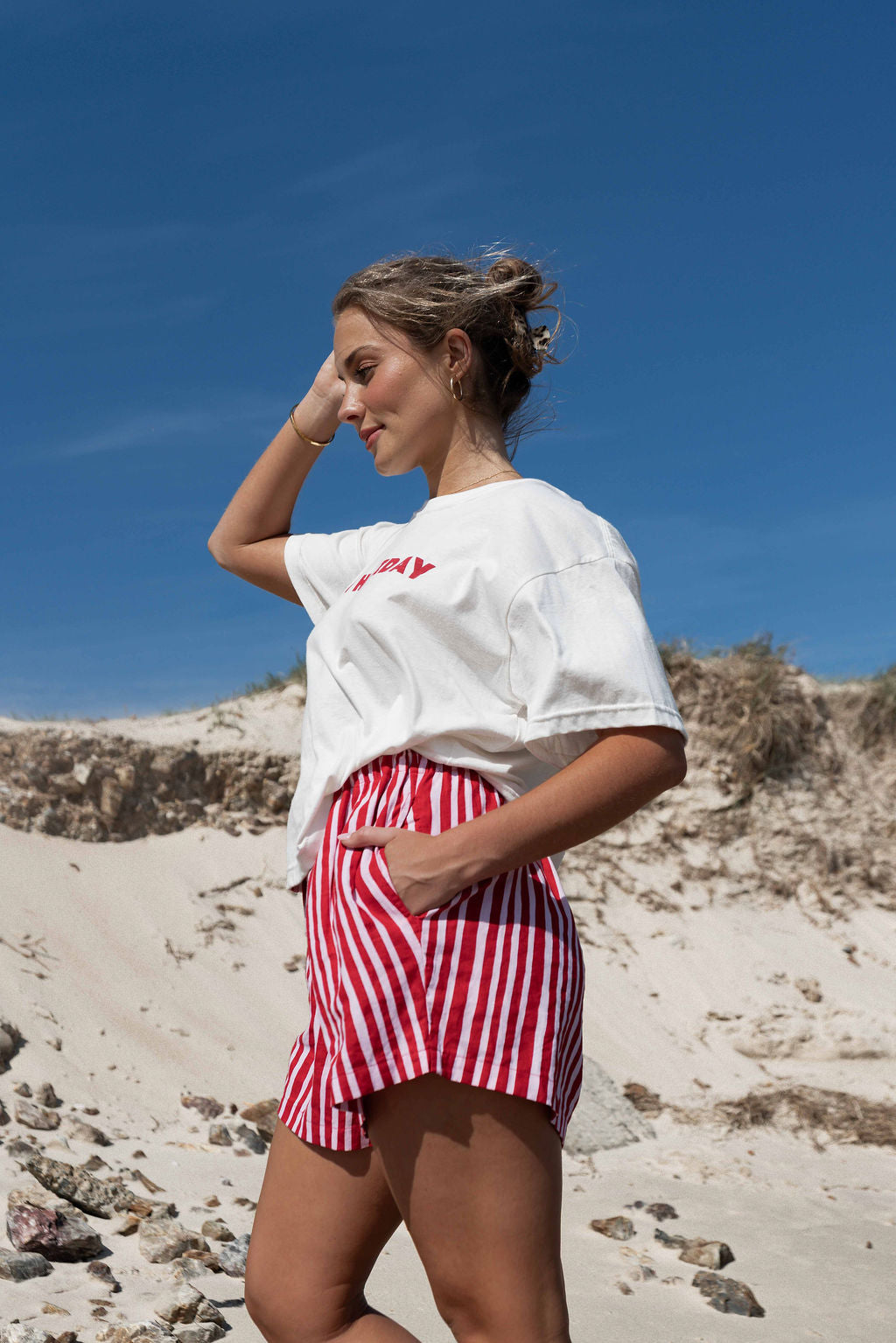 Gigi Short | Stripe Pink + Red