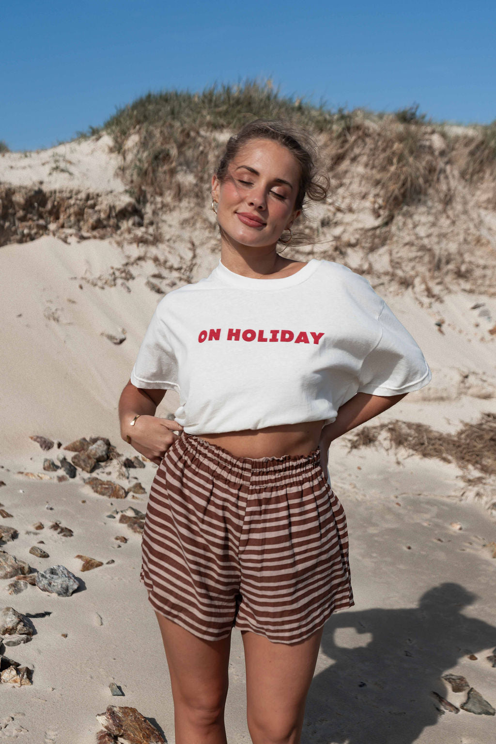 On Holiday Tee | White + Red