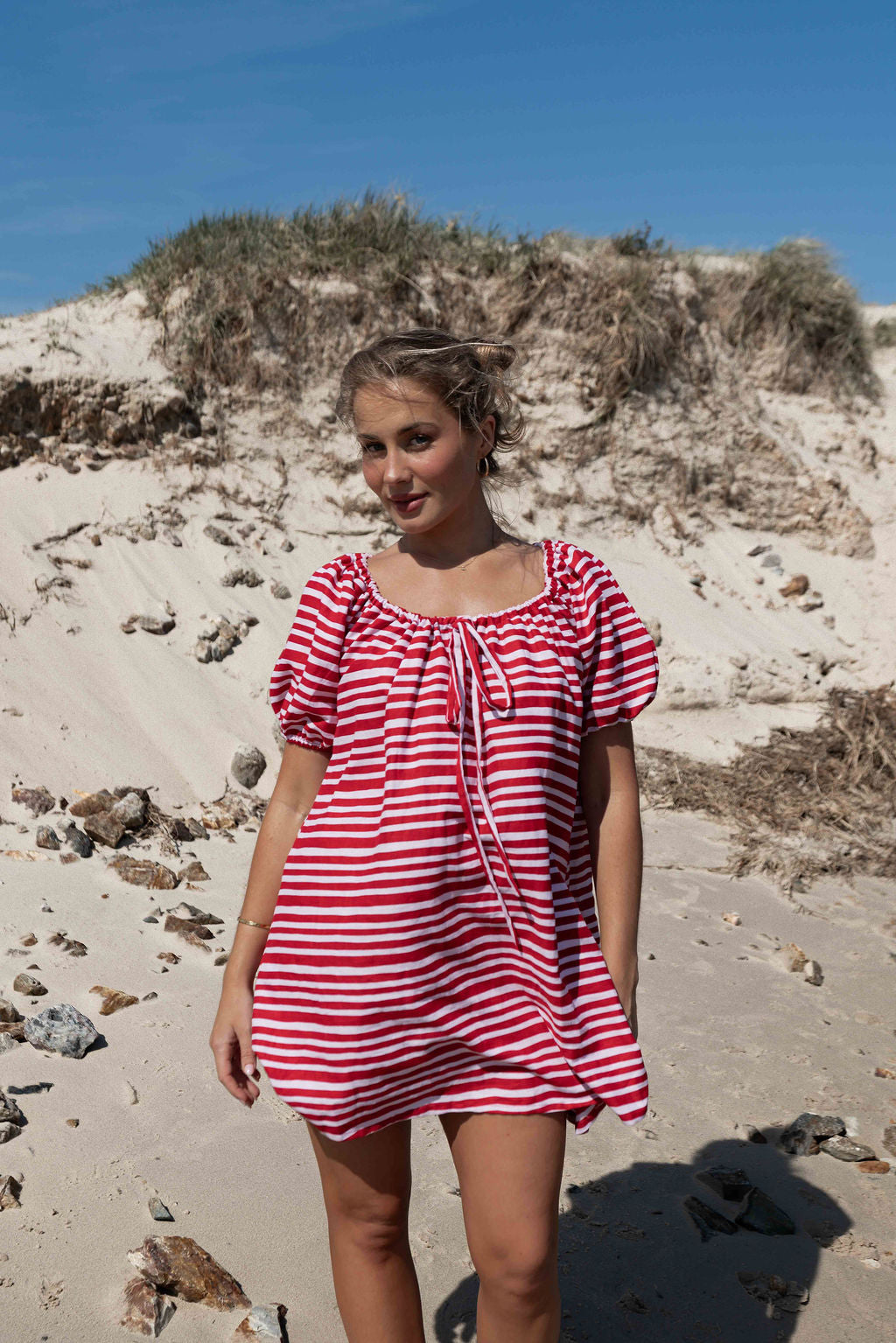 Betty Dress | Striped Pink + Red